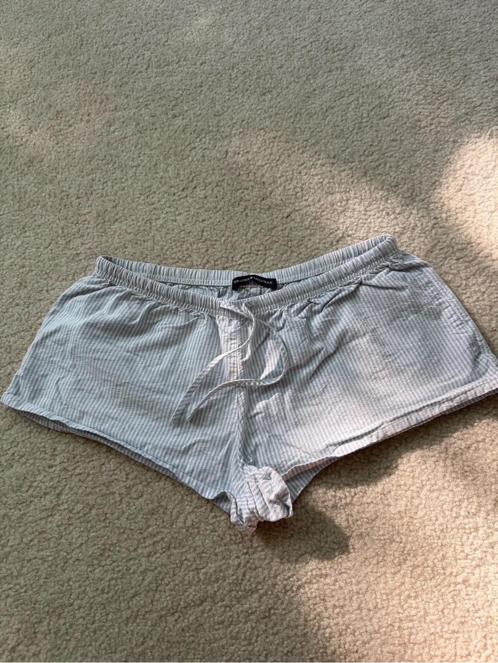 Brandy Melville Light Blue Striped Athletic Lounge Shorts